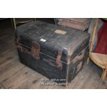 LARGE BLACK VINTAGE TRAVEL TRUNK BY WILLIAM INSALL