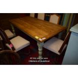 PINE PLANK TOP KITCHEN TABLE, 184CM X 93CM