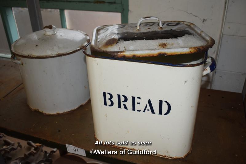 TWO TIN BREADBINS