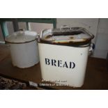 TWO TIN BREADBINS