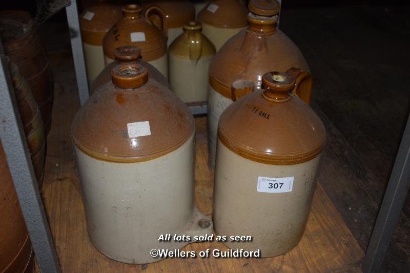 FOUR MIXED SALT GLAZED JARS