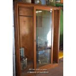 LARGE DISPLAY CASE WITH HANGING RAIL AND SLIDING GLASS DOORS, 153CM WIDE