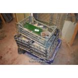 FOUR MIXED CRATES OF VARIOUS COLOURED GLASS FOR USE IN RESTORATION