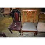EDWARDIAN EBONISED HALL CHAIR AND TWO OTHERS