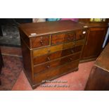 LATE VICTORIAN MAHOGANY CHEST OF FOUR SHORT AND FOUR LONG DRAWERS, HAMPTONS, PALL MALL LABEL,