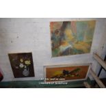 THREE MIXED OIL PAINTINGS