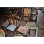 TEN VICTORIAN AND EDWARDIAN CHAIRS TOGETHER WITH A PIANO STOOL