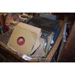 LARGE BASKET OF MIXED VINTAGE VINYL RECORDS MAINLY 'HIS MASTERS VOICE'