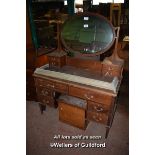 EDWARDIAN INLAID MAHOGANY DRESSING CHEST, 122CM TOGETHER WITH A PINE BOXED COMMODE