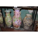 SHELF OF MIXED VASES