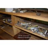 TWO SHELVES OF MIXED DOOR BOLTS AND HINGES