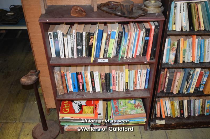 THREE SHELF BOOKCASE FULL OF MIXED BOOKS