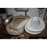 TINWARE AND CHINA BEDPANS