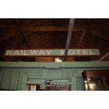 VERY LARGE VINTAGE WOODEN SIGN 'RAILWAY HOTEL'