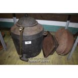 LARGE CAST IRON VESSEL AND OTHER ITEMS