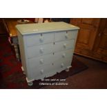 PAINTED PINE CHEST OF TWO SHORT AND THREE LONG DRAWERS, 108CM X 105CM