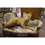 DOLL SIZED CHAISE LONGUE AND TAXIDERMY FOX