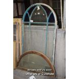 ARCHED TOP STAINED GLASS WINDOW AND GLAZED FANLIGHT