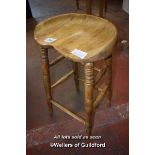 PINE STOOL WITH SADDLE SHAPED SEAT