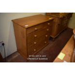 VICTORIAN PINE CHEST OF TWO SHORT AND THREE LONG DRAWERS, 108CM WIDE