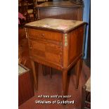 CONTINENTAL KINGWOOD BEDSIDE TABLE WITH MARBLE TOP OVER SINGLE DRAWER WITH CUPBOARD BELOW (1617)