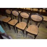 SET OF FOUR BENTWOOD SINGLE CHAIRS WITH CANE SEATS