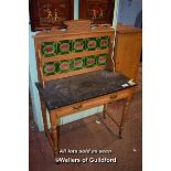 EDWARDIAN SATIN WALNUT MARBLE TOP WASHSTAND WITH TILED SPLASHBACK