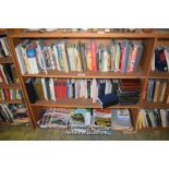 THREE SHELVES FULL OF MIXED BOOKS