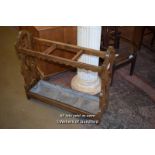 VICTORIAN PINE THREE DIVISION STICK STAND, 82CM WIDE