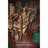 SET OF FOUR OAK SINGLE CHAIRS WITH VASE SLATS