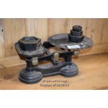 CAST IRON SET OF WEIGHING SCALES WITH AVERY WEIGHTS