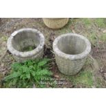 PAIR OF COMPOSITION STONE PLANTERS, EACH 33CM HIGH