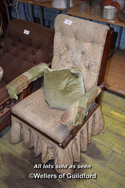 MAHOGANY FRAMED OPEN ARMCHAIR