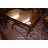 REPRODUCTION MAHOGANY SOFA TABLE WITH DROP LEAVES AND TWO FRIEZE DRAWERS, 59CM HIGH (1909 DTS)