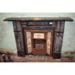 BLACK AND RED MARBLE FIRE SURROUND, 160CM X 25CM X 119CM