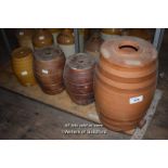 FOUR MIXED SALT GLAZED BARRELS