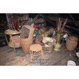 VERY LARGE QUANTITY OF WICKER ITEMS INCLUDING BASKETS AND TABLES