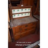 EDWARDIAN SATIN WALNUT WASH STAND AND ADDITIONAL MARBLE TOP