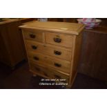 SMALL PINE CHEST OF TWO SHORT OVER THREE LONG DRAWERS, 91CM WIDE