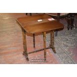 EDWARDIAN LOW RECTANGULAR SUTHERLAND TABLE ON TURNED LEGS