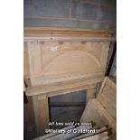 TWO LARGE OVERMANTEL PINE FIRE SURROUNDS AND ONE SIMPLE PINE FIRE SURROUND