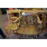 SMOKERS BOWARMCHAIR AND ELM SEATED KITCHEN CHAIR