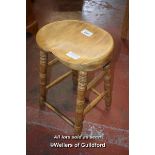 PINE STOOL WITH SADDLE SHAPED SEAT