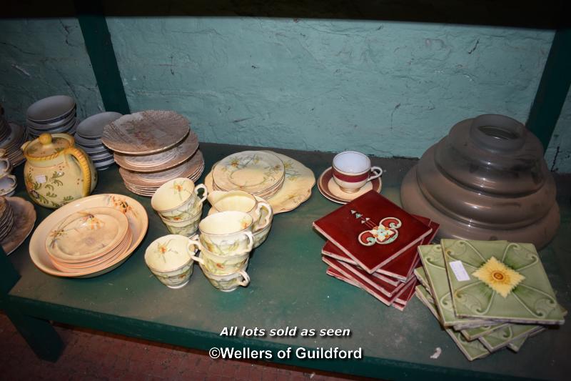 THREE SHELVES OF MAINLY PORCELAIN INCLUDING SOME COPPER ITEMS - Image 4 of 4