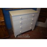 PAINTED PINE CHEST OF TWO SHORT AND THREE LONG DRAWERS, 102CM X 104CM