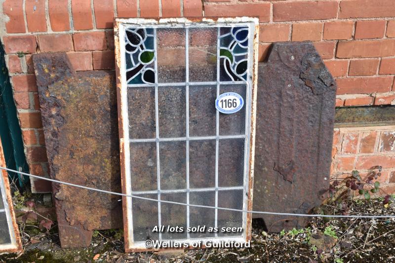 STAINED GLASS CRITTALL WINDOW, 51CM X 93CM