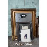 GILT FRAMED MIRROR AND PRINTS ETC