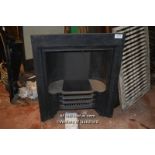 DECORATIVE CAST IRON FIRE INSERT WITH INTERNAL SHELF, 76CM X 96CM