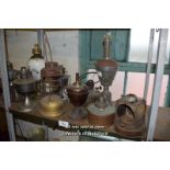 VARIOUS METAL OIL LAMPS