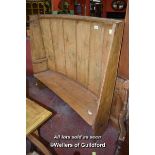 VICTORIAN CURVED PINE SETTLE, 152CM X 166CM